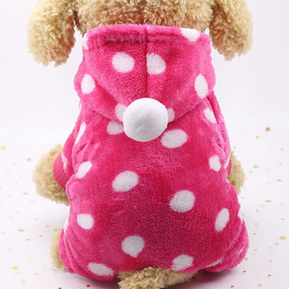 Pet Clothing, Velvet Hoodie Dog Costume Small Dog Cat Pet Clothing Puppy Apparel Dog Autumn Winter Jumpsuit (Hot Pink, X-Small)