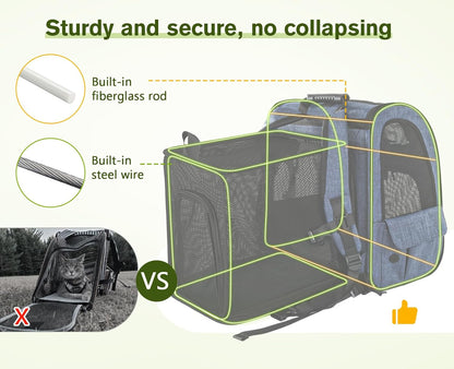 Cat Carrier Backpacks, Expandable Cat Backpack, and Cat Carrier Stable, Pet Carrier Breathable and Portable