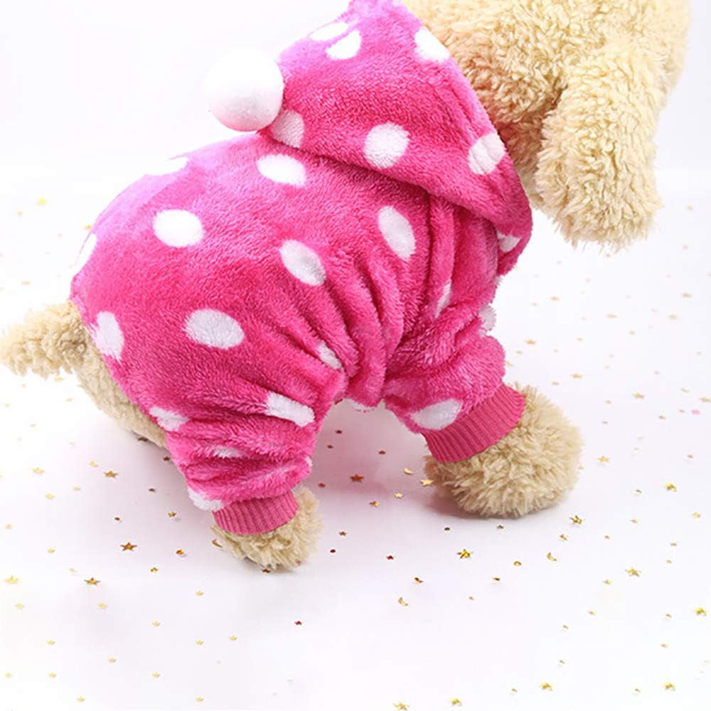 Pet Clothing, Velvet Hoodie Dog Costume Small Dog Cat Pet Clothing Puppy Apparel Dog Autumn Winter Jumpsuit (Hot Pink, X-Small)